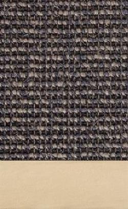 Sisal Salvador dunkelgrau 042 tæppe med kantbånd i microfiber creme